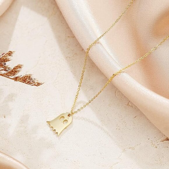 Halloween Spooky Ghost 18K Gold Plated Necklace - Picture 4 of 4
